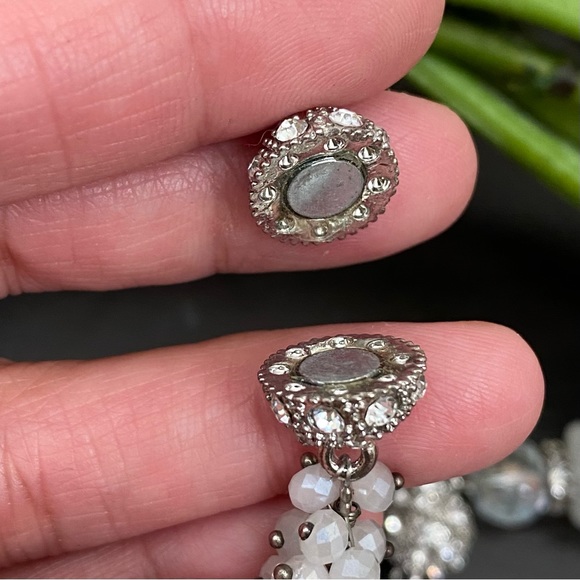 Convertible Handmade White/Clear Crystal Glass Beads Magnetic Clasps Jewelry Set - Picture 16 of 16